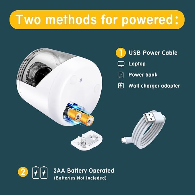 Electric Pencil Sharpener, Battery (Not lncluded) or USB Powered Small Portable for NO.2 Pencils, Automatic for Home and Office White