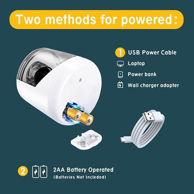 Electric Pencil Sharpener, Battery (Not lncluded) or USB Powered Small Portable for NO.2 Pencils, Automatic for Home and Office White