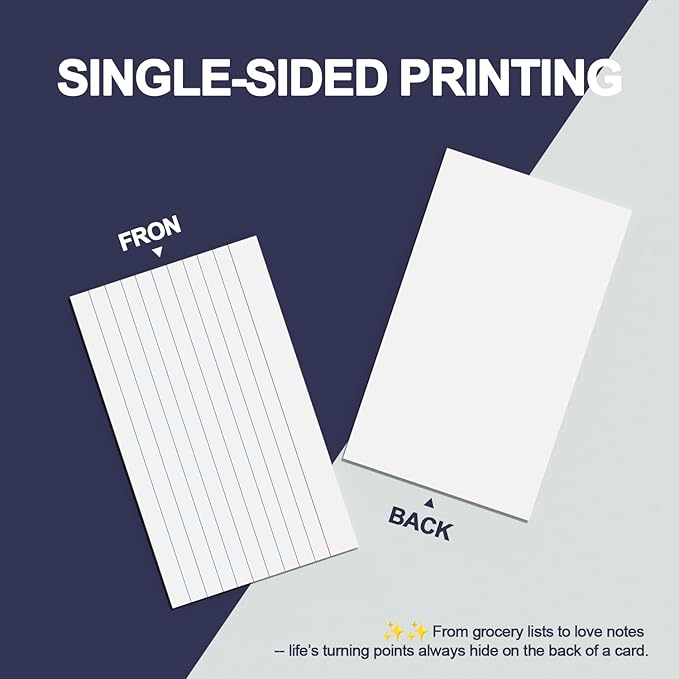 Index Cards 3x5 Inch - 300 Count Ruled Index Flash Cards for Studying, Lined Index Note Cards 3x5 Flashcards, Notecards 3 x 5 Lined Small Index Cards Ruled White 3x5 Cards for Office, School, Home