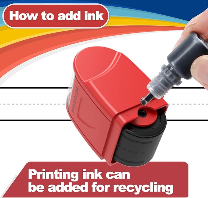 Handwriting Lines Stamp Roller Self-Inking Line Rolling Stamps Handwriting Practice Tool for Teachers Kids Kindergarten (Red)