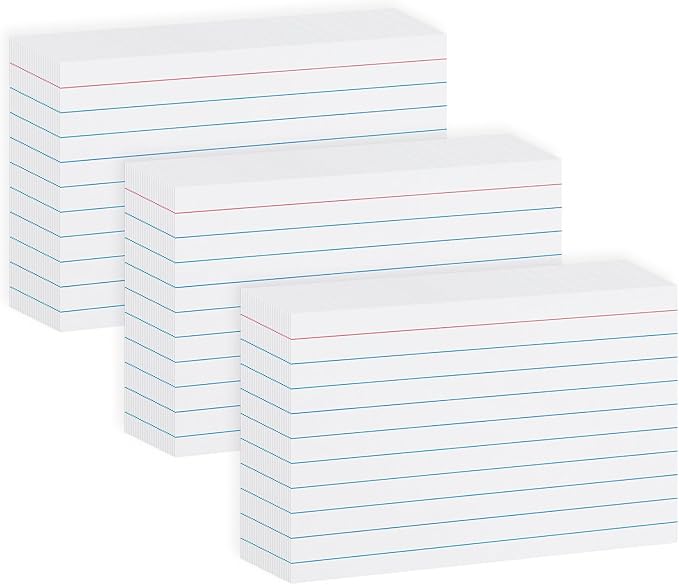 White 5x8 Index Cards Ruled 300PCS, Goefun Flashcards, Notecards for Studying, Recipes, Memo Cards, Office Supply, DIY, Presentation