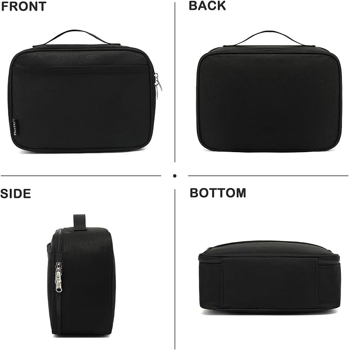 FlowFly Kids Lunch box Insulated Soft Bag Mini Cooler Back to School Thermal Meal Tote Kit for Girls, Boys, Black