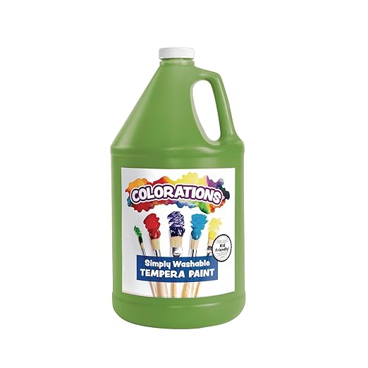 Colorations Paraben-Free Washable Tempera Paint for Kids - 1 Gallon Value Size, Vibrant Green. Non-Toxic and Made in the USA, Classroom Must Haves, Bulk Arts and Crafts Supplies