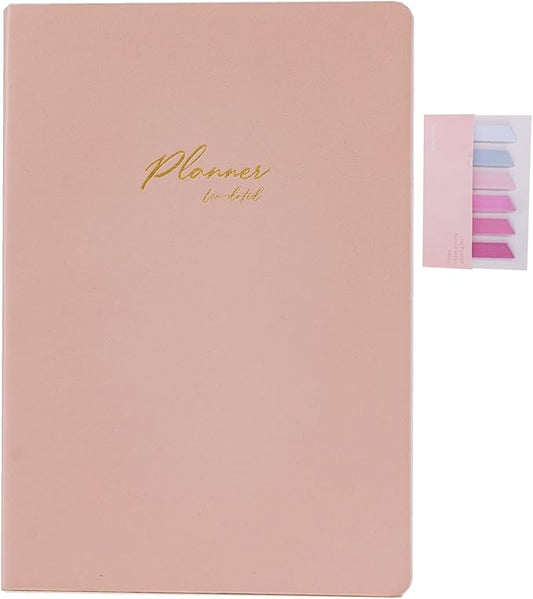 Undated Planner in A5 Size 5.5”x8.1”, Annual Notebook Planner with Soft PU Leather Cover, Monthly Weekly Daily Agenda with Card Slots Pockets Back Inside, 12 Months Academic Planners with No Valid Date for Teachers Students & Office Workers, 160Pages. ...