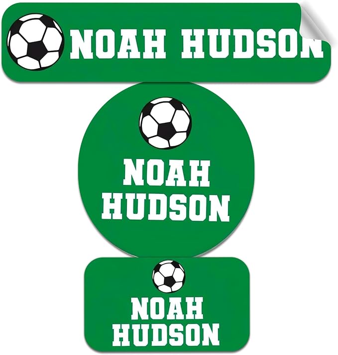 Label Daddy Personalized Name Labels for School, Soccer Design | Waterproof Name Tags for Kids, Washable Daycare Labels, Clothing, Lunch Boxes, Water Bottles and More, 128 Ct