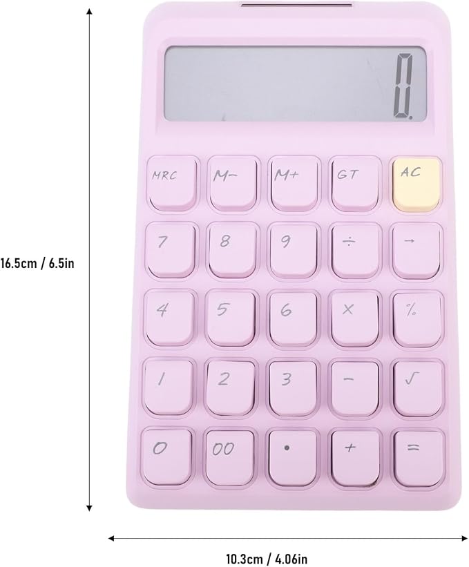 Aramox Basic, Smart, Portable Calculator with Large Display for School and Office Use, Powered by Solar Energy, Compact Design, Mechanical Keys (Purple)