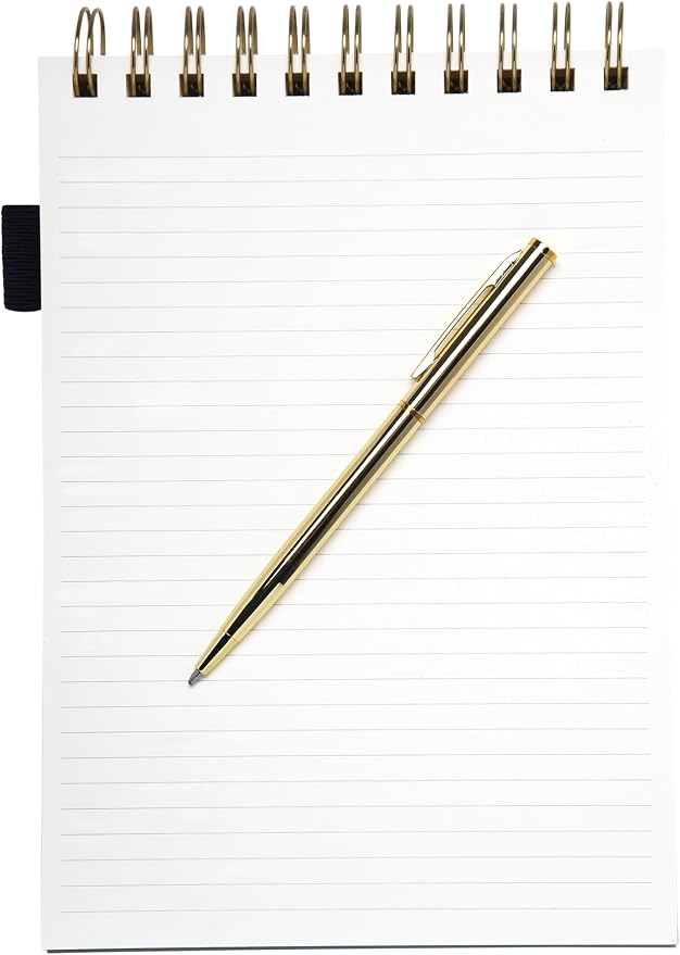 Eccolo Steno Notebook 120 Sheets Top Spiral Notebook with Gold Pen 6x8