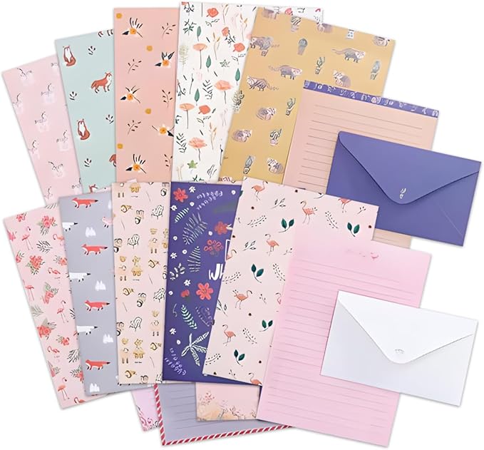90 Sheets Cute Animal Stationary Paper and Envelopes Set,Cute Animal Lined Letter Writing Paper,60 Sheets Stationary Paper and 30 Sheets Envelopes,Printer Paper Stationery Paper.