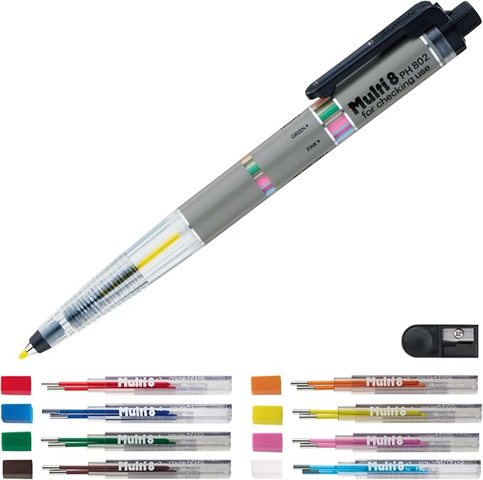 Pentel Pencil Lead Holder and Lead Set, Multi 8 Set (PH802ST)