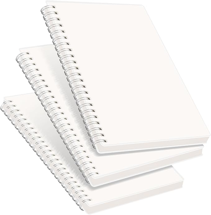 RETTACY Blank Journal Notebook, 3-Pack, 160 Pages per Pack, A5 Medium Size (5.7'' × 8.3''), 100 GSM Thick Paper, Spiral-bound, Flexible Plastic Cover, for Sketching, Drawing, Painting