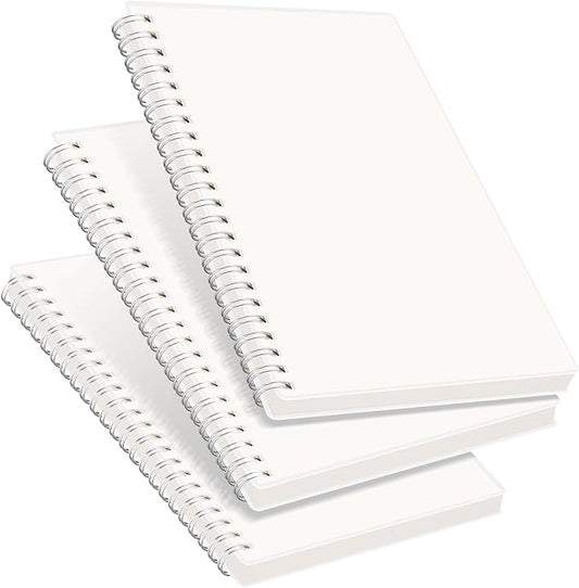 RETTACY Blank Journal Notebook, 3-Pack, 160 Pages per Pack, A5 Medium Size (5.7'' × 8.3''), 100 GSM Thick Paper, Spiral-bound, Flexible Plastic Cover, for Sketching, Drawing, Painting