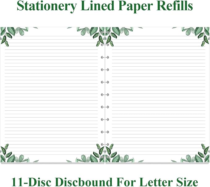 A4 TUL Discbound Lined Refill Paper, 11-Disc Discbound Ruled Filler Paper, 100Sheets / 200Pages Loose-Leaf Line Paper, 100gsm White Paper, 8.5'' x 11'', Leaf