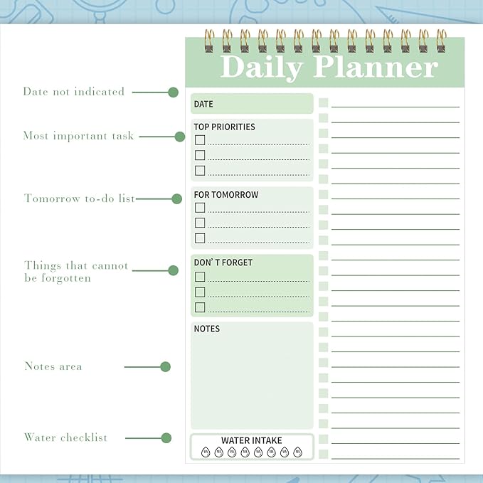 8 Pack To Do List Notepad 25 Page Undated Daily Planner Notepad To Do List Notebook Spiral Waterproof with Task Checklist for Home Office School Supplie Schedule Work(7.8 x 5.2 Inch,Stylish Color)