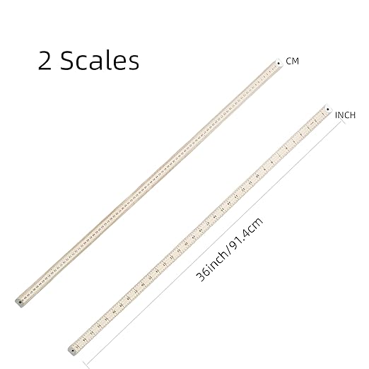 3 Pack Wooden Ruler,Natural Wood Stick Ruler with Hang Hole Metal Tips, 36 Inches Yardstick Meter Stick for Classroom,School,Clothing Measuring, Office,Engineers, Architects