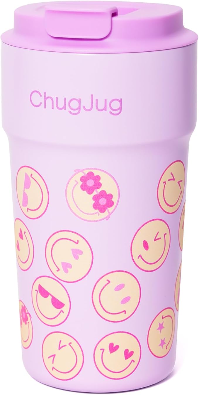 16 oz Travel Coffee Mug with Ceramic Coating, Leak-Proof Vacuum Insulated Coffee Tumbler with Lid, Reusable Double Wall Stainless Steel Travel Cup for Hot& Cold Drinks (Pink)