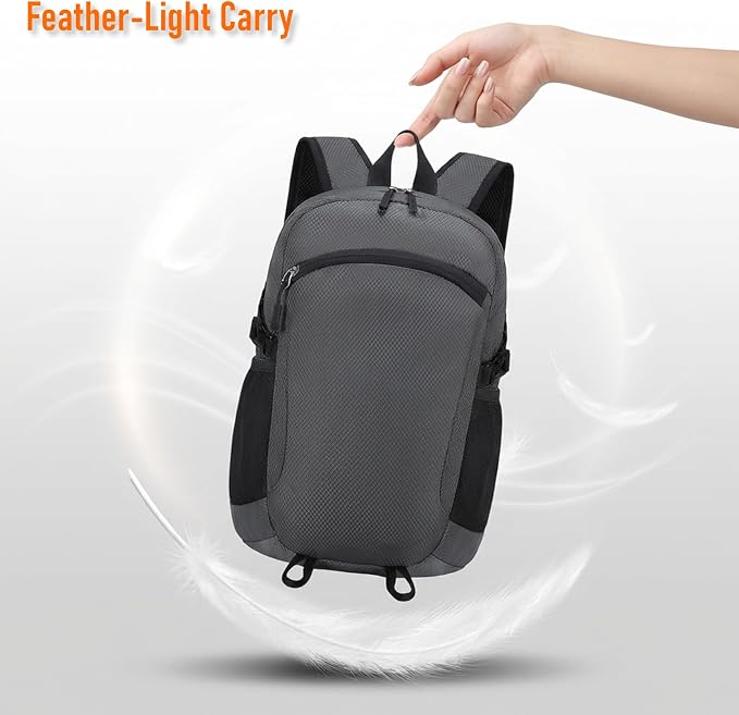 Lightweight Hiking Backpack 30L Packable Foldable Daypack Collapsible Travel Bag Water-Resistant for Women Men (Gray)