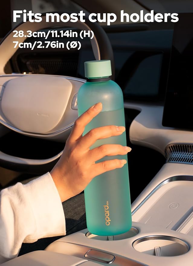 Opard Slim Water Bottle 32oz, Dishwasher Safe Plastic Water Bottle BPA-Free, Leakproof Screw Top,Aqua Green, Reusable for Travel School Sport Gym Hiking