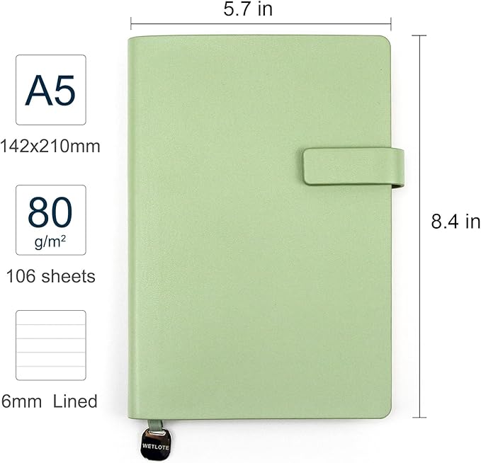 Softsided Notebook - 5.7"x 8.4" - upgraded texture, classic line design, paper for smooth writing, elegant hangtag detail, with box, perfect for both gift and personal use (Grass Green