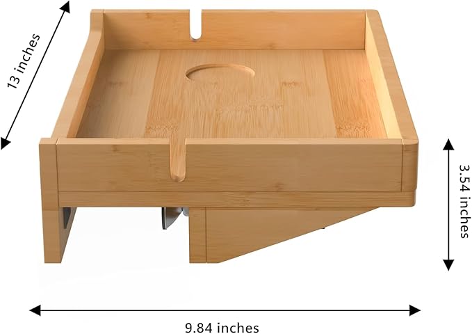 Bamboo Bedside Shelf - Clip-on Tray for Bed, Bunk Bed & Dorm Room