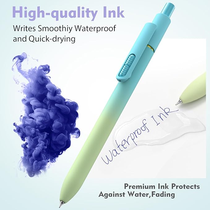 Hiacry 8 Pcs Gel Pens - 0.7mm Fine Point Quick-Dry Blue Ink Fidget Pens | Smooth Writing Pens, No Bleed, No Smear, Note Taking Journaling, School Office Supplies for Men & Women (Gradient 8Pcs)
