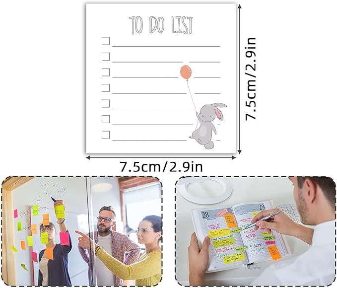 Cute Animal 4 Pads/200 Sheets 3x3 Sticky Notes Set, Adorable Cartoon Memo Pads with High-Adhesive, Post Reusable Tearable it Notes for Journal Planners Office School Home, to-do List Stationery Gift