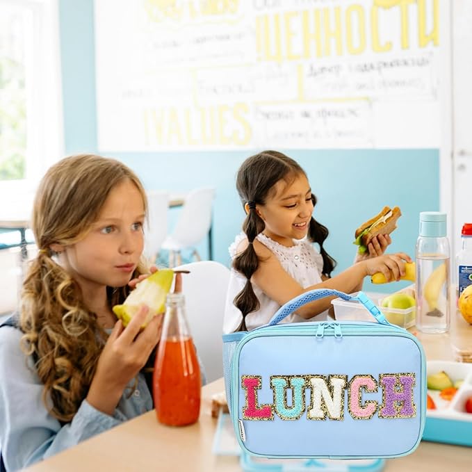 GYEUKHAM Insulated Lunch Box for School, Thermal Reusable Durable Freezable Lunch Bags for Kids Boys Girls Men Women - Small Soft Cooler Portable Lunch Tote Kit for Work Picnic Travel,Blue Alphabet