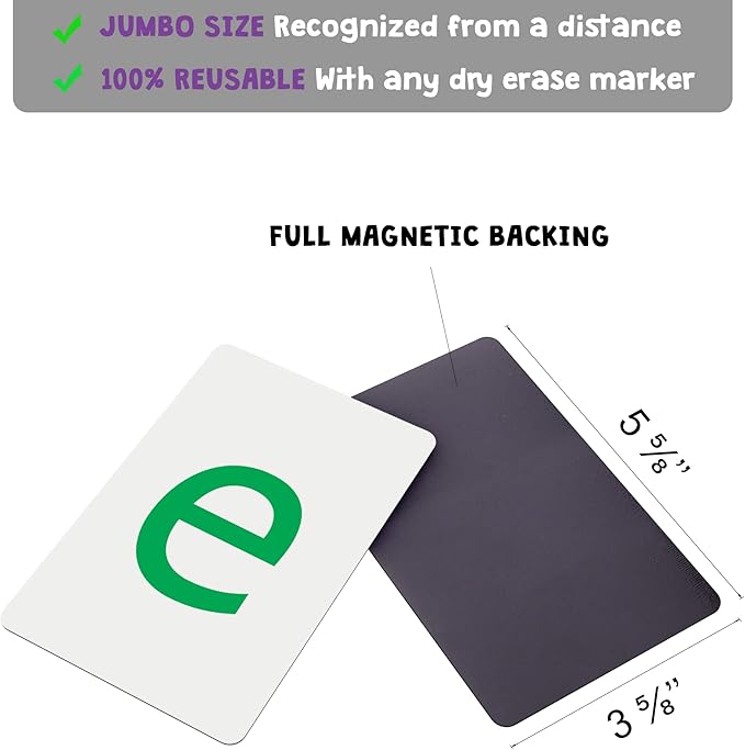 Attractivia Magnetic Big Alphabet ABC Flash Cards - 52 Sturdy Uppercase & Lowercase Large Letters, Colored - for Classroom Teachers, Homeschool, ESL, Kids and Adults