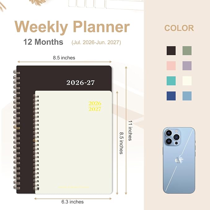 Planner 2026-2027, Weekly and Monthly Academic Planner, July 2026 - June 2027, Hardcover Calendar Agenda Book for School Year Planning, School Supplies for Teacher and Student, A5(6.3'' x 8.5'')