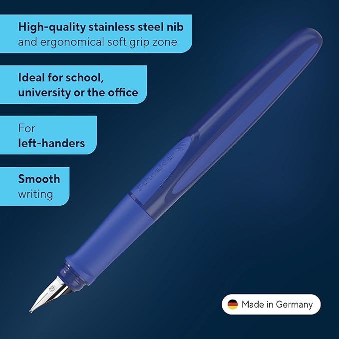 Schneider Ray 168415 Fountain Pen Left Handed with Standard Ink Cartridge Royal Blue Space Blue