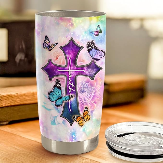 Christian Tumbler 20oz Stainless Steel Insulated Travel Mug Cup for Women Girls Inspiration Bible Verse Religious Gifts for Birthday Christmas