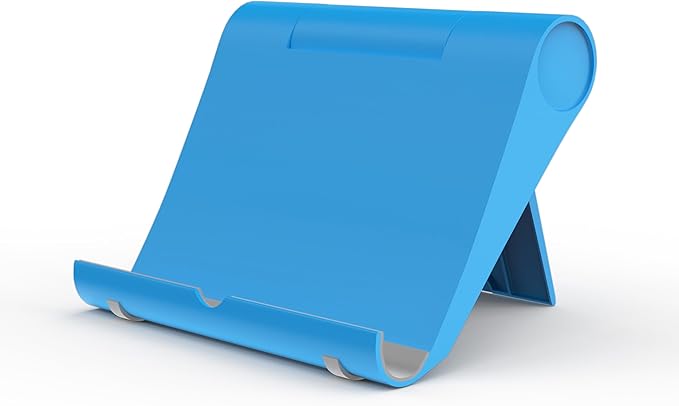 Cell Phone Stand for Desk, Foldable and Adjustable Multi-Angle Holder Dock, Universal Compatibility for Most Phone and Tablet, Portable and Sturdy Design for Office and Home (Blue)