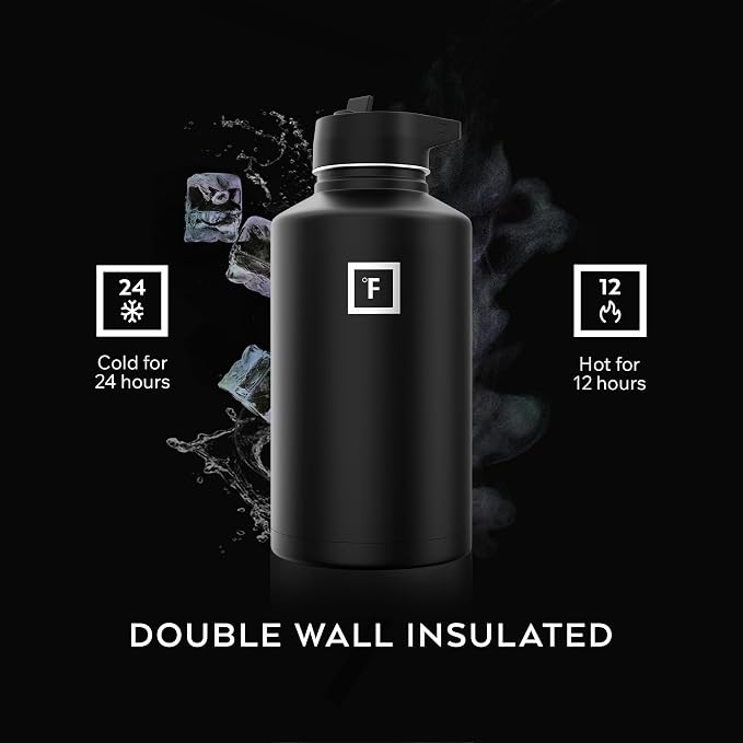 IRON °FLASK 64 oz Wide Mouth Water Bottle with Straw | Insulated Half Gallon Water Bottle with Leakproof Straw Lid - BPA Free, Cold 24 Hrs, Sweat Free (Desert Oasis)