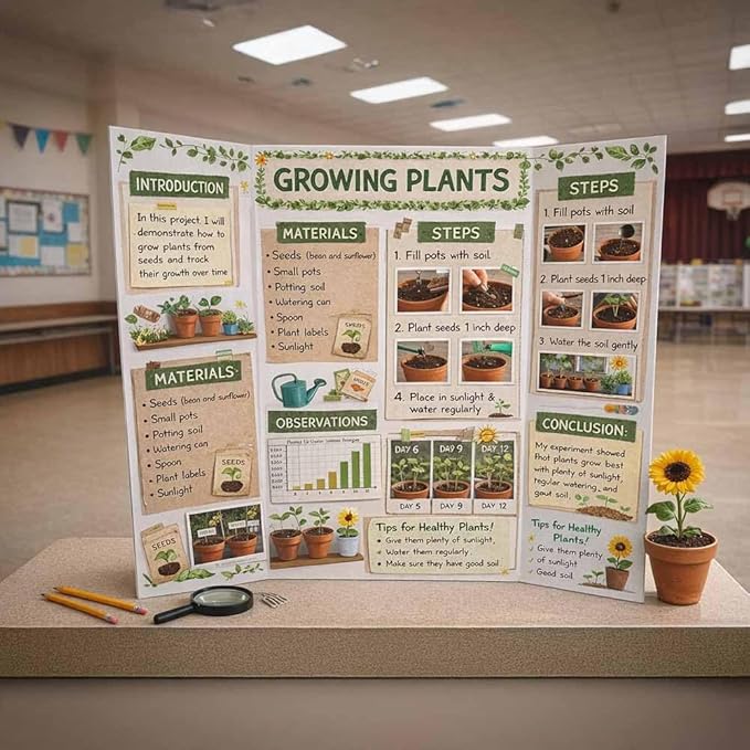 Royal Brites Tri-Fold White Foam Board – 28" x 40", 5 per Case – Self-Standing Presentation Board for School Projects, Science Fairs, Displays & Crafts