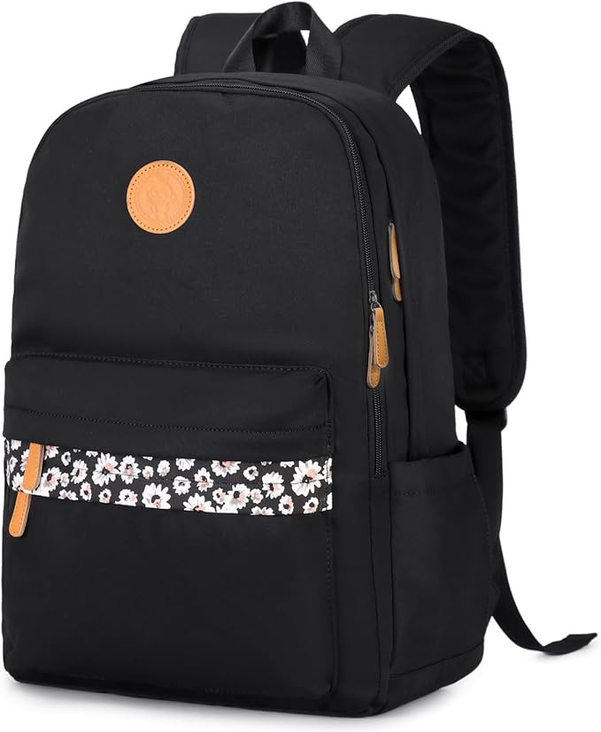 mygreen Waterproof School Backpack for Teen Girls & Boys, Lightweight 15.6 Inch Laptop Bag, Trendy 2024 Ergonomic Bookbag for High School, College, and Travel Black