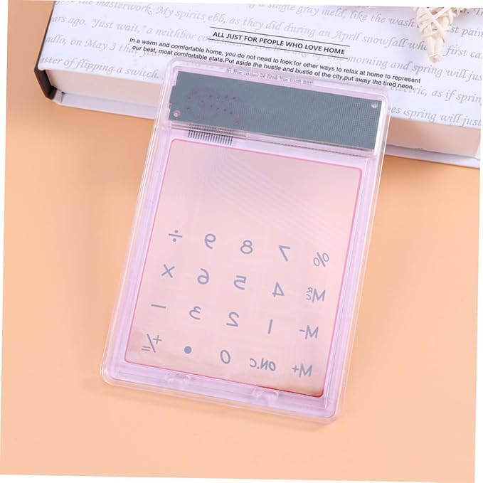 Transparent Touch Panel Solar Calculator Lightweight Portable Design for School Office Home Use Automatic Power Off Compact Retro Style Go Calculations