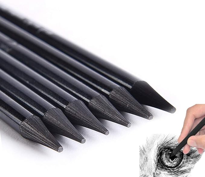 6 Pack Woodless Black Graphite Pencils Set Assorted HB 2B 4B 6B 8B EE Black Soft Sketch Pencils Drawing Set Art Painting Supplies Pencils for Drawing, Sketching Black Pencils for Beginners & Artists
