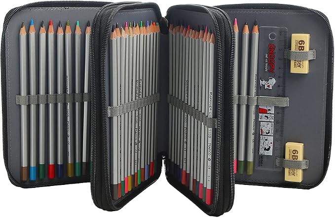 72 Slots Pencil Case Organizer w/Removal Handle Strap | 3-Layer Zipped Pencils Box Large for Colored Pencils Watercolor Pencils for Office and Travel for Artist