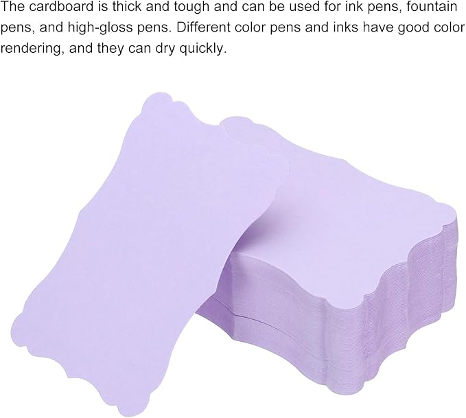 PATIKIL 3.7"x2.4" Blank Paper Business Cards, 120 Pack Small Index Flash Cards Words Message Note Card Mini Paper Tags Lace for DIY Gift, Light Purple