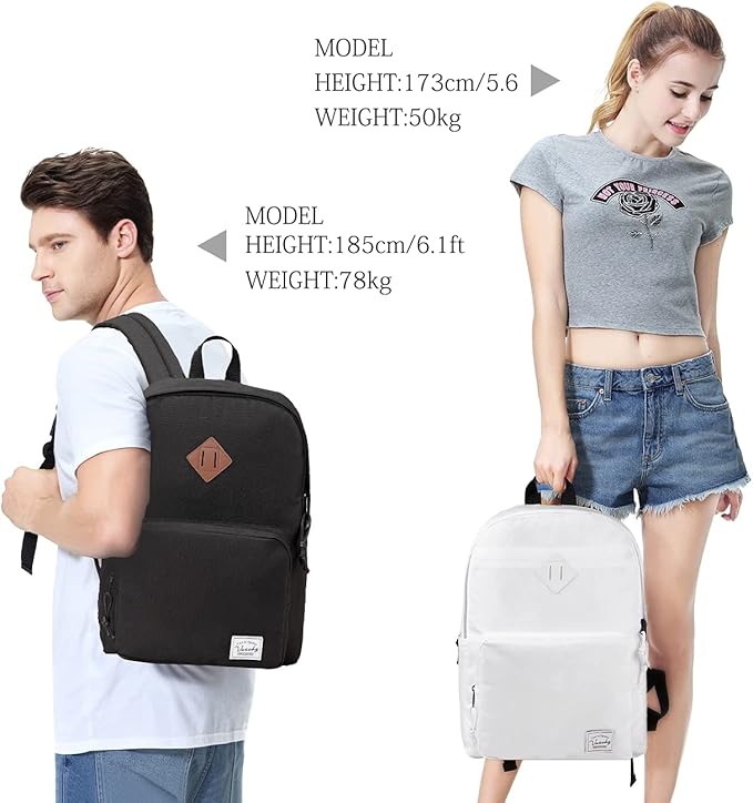 VASCHY School Backpack, Ultra Lightweight Backpack for Men Women Schoolbag Bookbag for Kids Teen Boys Girls Black