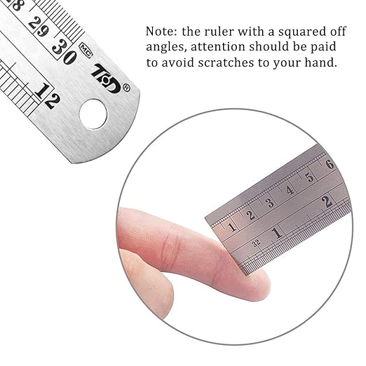 ZZTX Metal Straight Edge Ruler Stainless Steel Ruler 6 Inch 12 Inch 16 Inch Ruler Set Rulers Bulk Set of 3