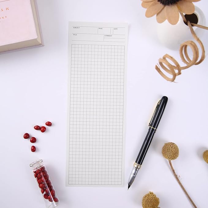 GINCEVHY 4 Pack Graph Paper Notebook, 9.8 × 3.5 inches Long Strip Notepad, Personalized Memo Pads for Planning, Tasks, Appointments, Reminders, Home, Office, 50 Sheets Per Note Pads (Grid)