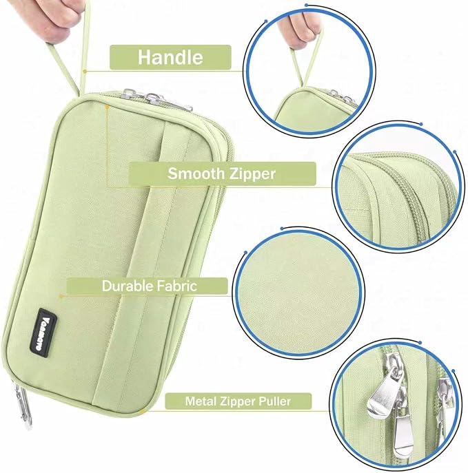 Pencil Case Big Capacity Pen Pouch Large Storage Holder Marker Pen Bag Durable 3 Compartment School Office Desk Organizer Portable Cute Zipper Stationery for Kids Teen Student Boys Girls Adults