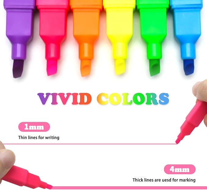 Piochoo Highlighters Assorted Color Fluorescent,30Pcs Highlighters Bulk | Chisel Tip,Neon Colors,Non-Toxic, Quick-Drying,for Journaling Planner Notes ,Office,Back to School Supplies