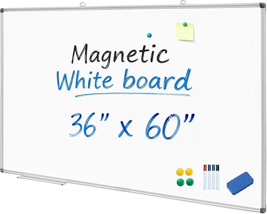 XIWODE Large Magnetic Dry Erase Whiteboard 36x60 Inch, Wall-Mounted Silver Aluminum Frame, Anti-Stain No Ghosting for Home School Office Conference Room