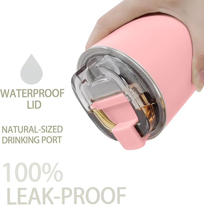 DEQIANG Travel Coffee Cup, Coffee Cup Travel with Lid, Insulated Coffee Mug for Hot & Cold Beverages, Great Gift Choice for Coffee Lovers, Office Workers, Hikers & Commuters (Pink, 12 oz)