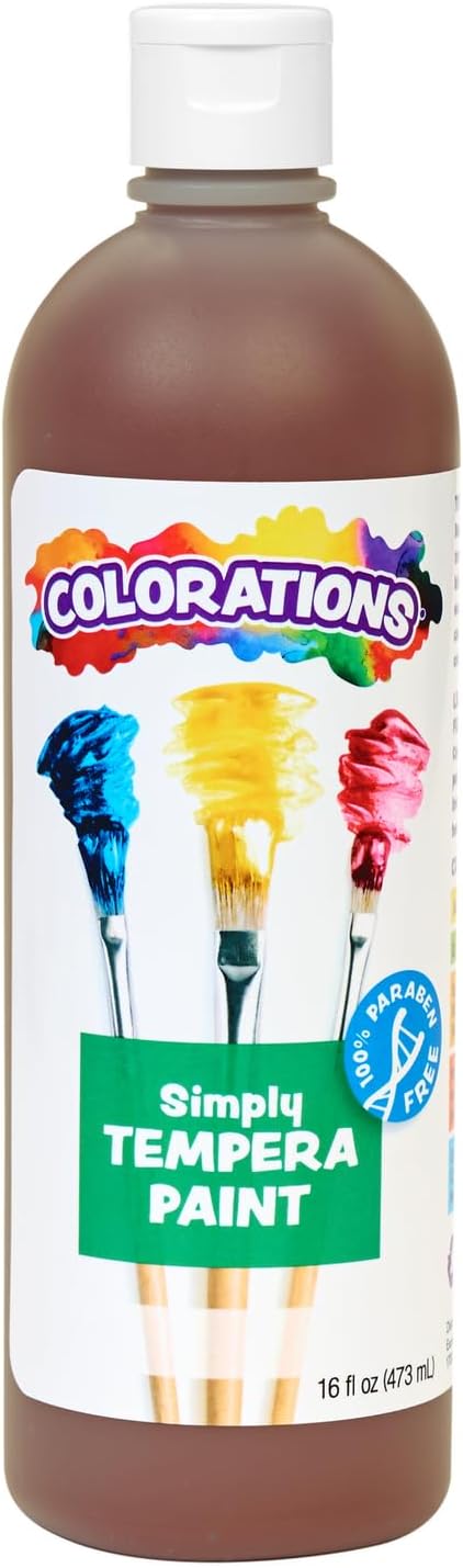 Colorations Paraben-Free Tempera Paint for Kids - Brown, 16 Ounce Bottle, Non-Toxic and Made in The USA