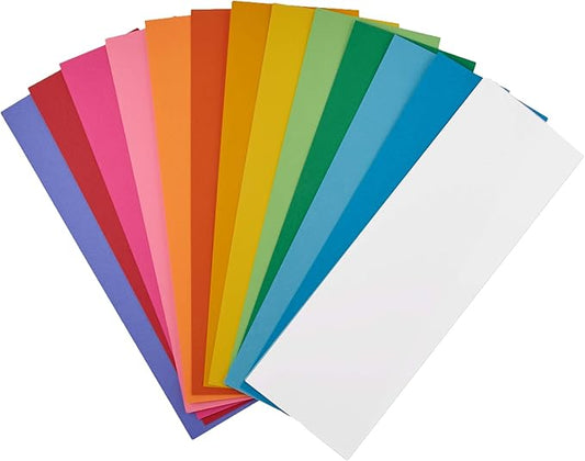 Hygloss Products Bright Blank Flash Cards - Great Study Tool - Multitude of Uses - 8 Each of 12 Assorted Colors + 4 White - 3” x 9” - 100 Cards