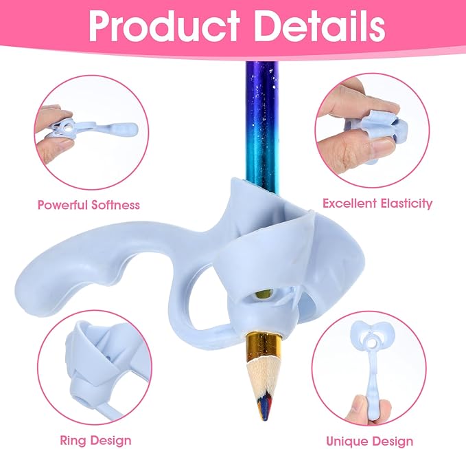 Qianyu Handwriting Ergonomic Pencil Grippers Holder Writing Posture Correction Tools Special Education Supplies for Toddlers, Preschooler (8 Pcs)