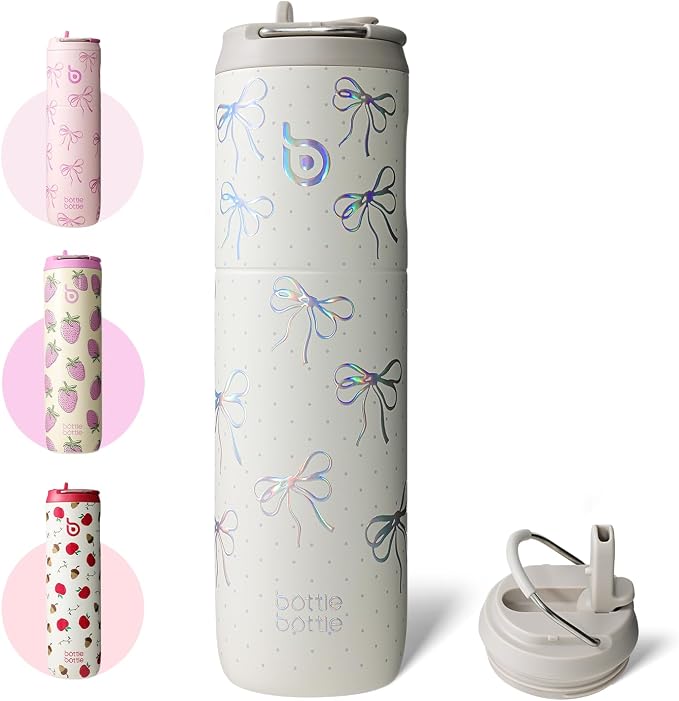 BOTTLE BOTTLE Insulated Water Bottle 24oz with Straw Lid and Handle Sports | for Travel Gym school,Stainless Steel Water Bottles,Double-Wall,Vacuum Metal,Leak Proof,BPA-Free