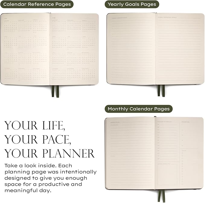 Anecdote Daily Planner w/ 2026-2027 Calendar | Start Anytime 26 Weeks Undated | 1 Page per Day | 8.5" x 5.2" | Hardcover To-Do List Organizer, Plan Your Success, Achieve Productivity Goals (Mustard)